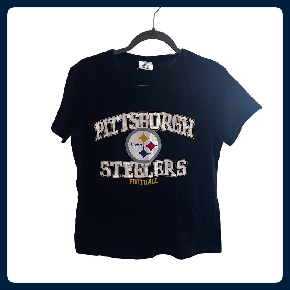 NFL Pittsburgh‎ Steelers Football Womens Black T Shirt Tee Team Apparel